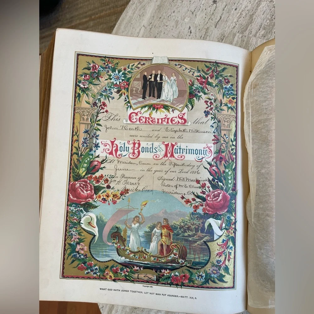 Antique 1879 Leather Family Pictorial Holy Bible G. Dore-Illman Brothers - Picture 15 of 16